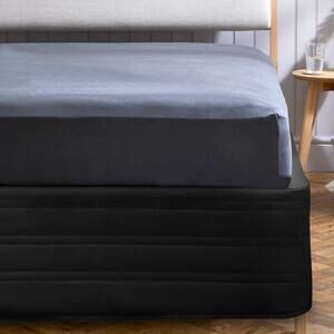 Bed Skirt 14" Drop Quilted Bed Skirt Wrap-Around Cover Tailored Drop King, Black